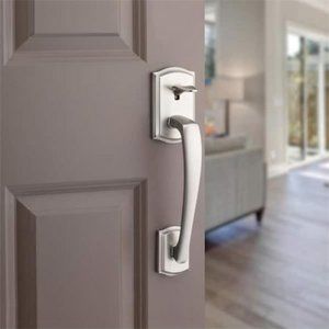Kwikset Prescott Satin Nickel Door Handleset Only with Tustin Door Handle